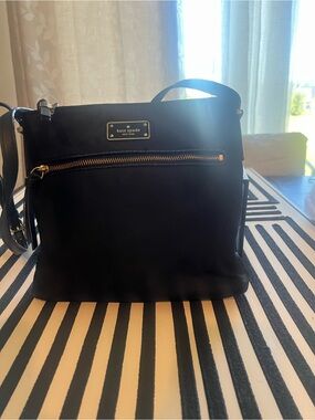 kate spade Black Leather Crossbody with Gold Hardware